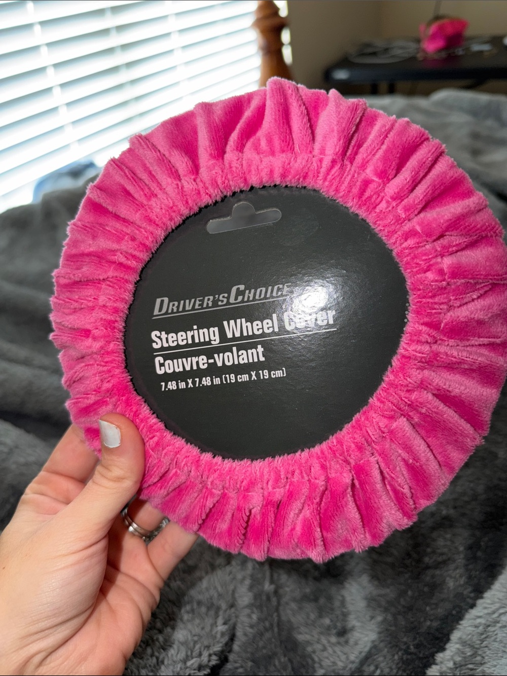 Pink Plush Steering Wheel Cover